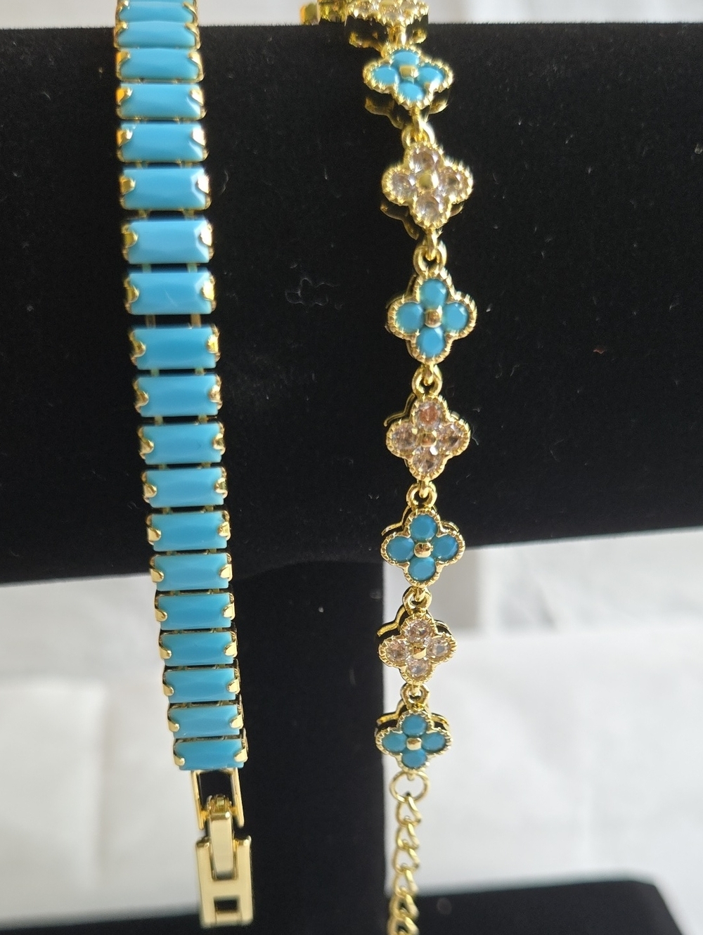 Gold-Tone Turquoise Enamel Link Bracelet - Women Jewelry